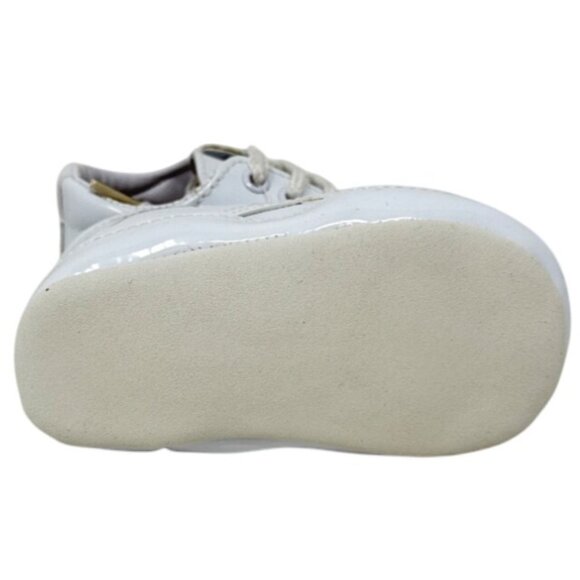 Infant Darling White Patent Leather Baby Shoes Size 4 With Soft Sole - Picture 6 of 6